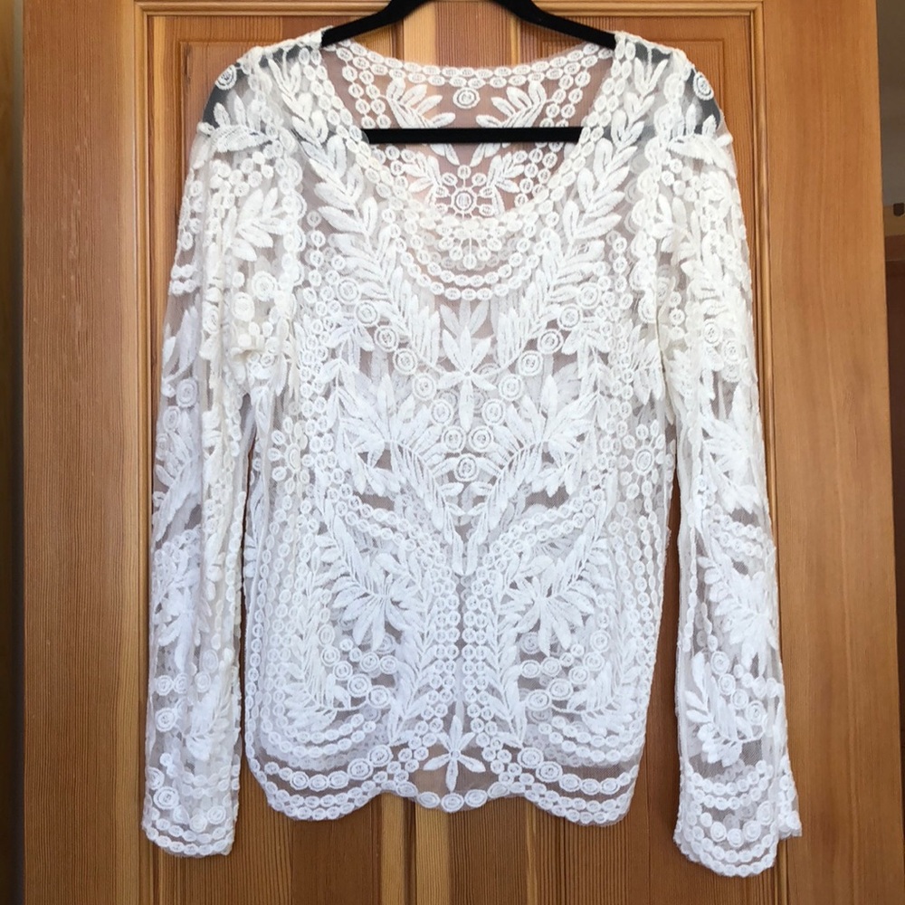 Mesh and crotchet designed stitch top